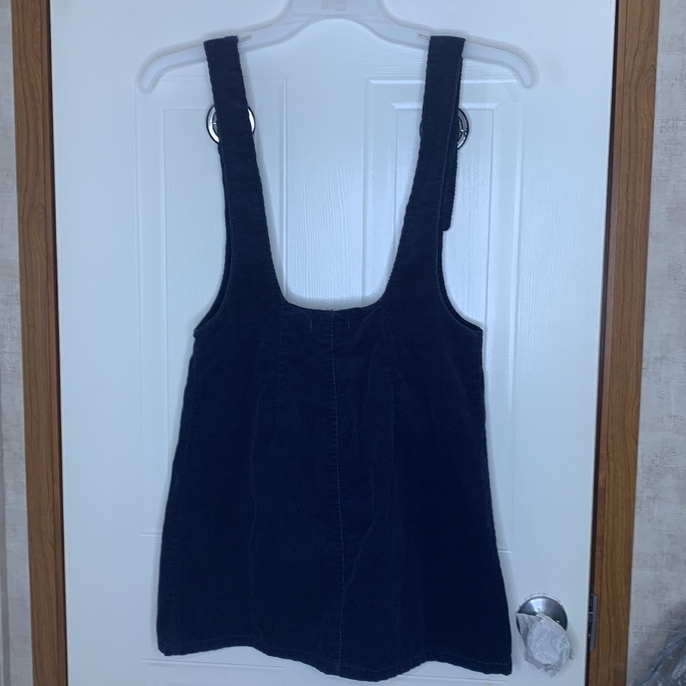 FOREVER 21 Corduroy Buckle Straps Overall Suspender Mini Dress size M Navy Blue - Picture 7 of 9